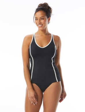 Beach House Sport Ambition Slim Fit Cross Back Tankini Top - Piping