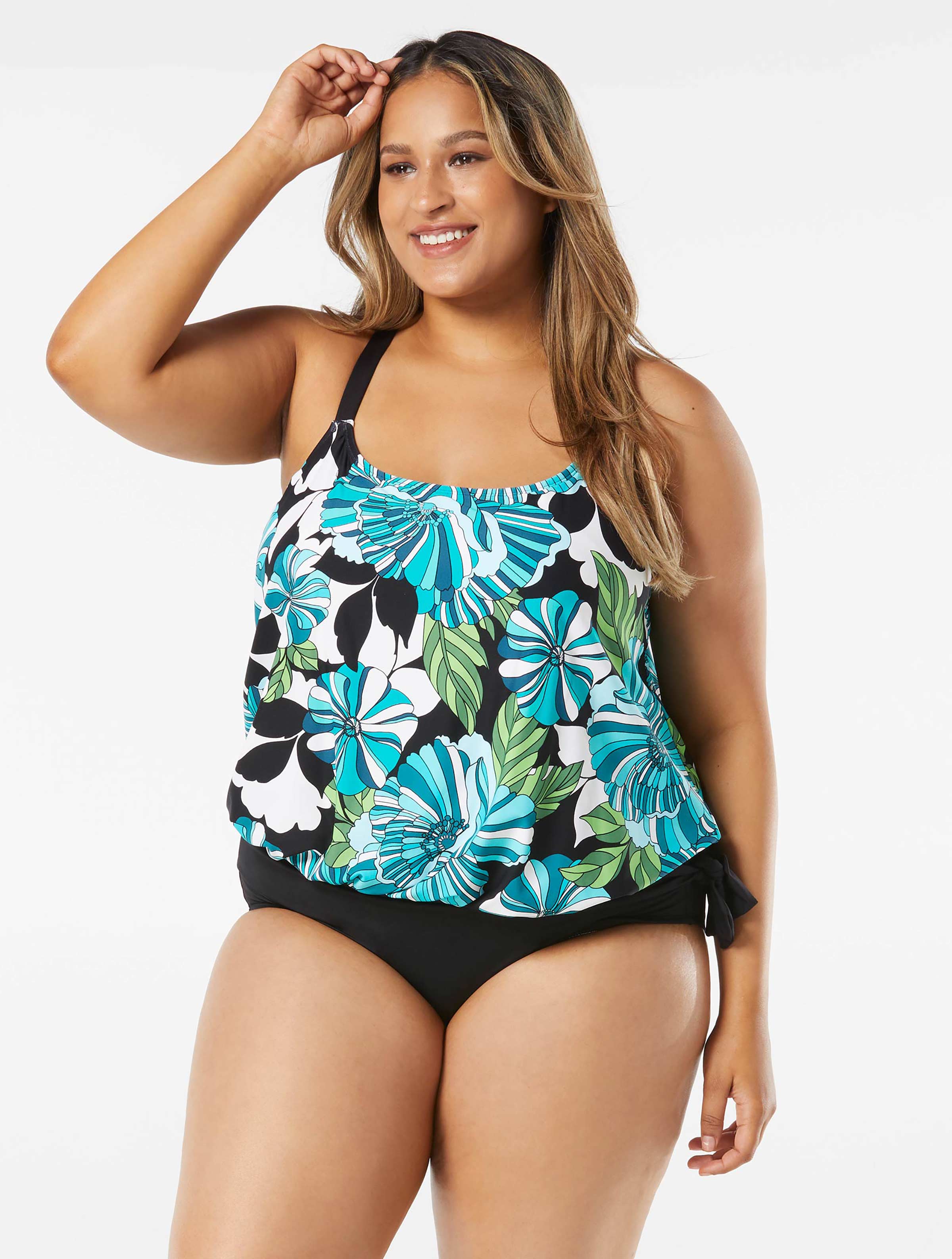 Leilani Plus La Flor Ruffle Off The Shoulder Tankini Top, 54% OFF