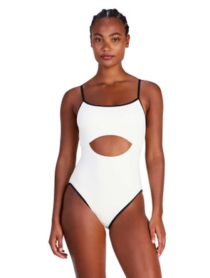 Kate Spade Cut Out One Piece Swimsuit - Contrast Solids