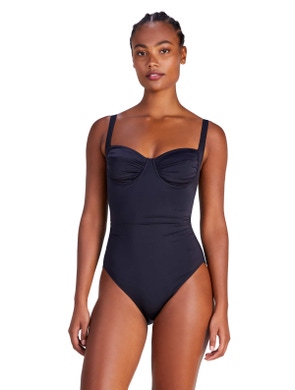 Kate Spade Shirred Underwire One Piece Swimsuit - Solids