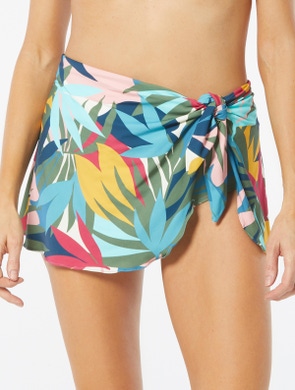 Coco Contours Halo Sarong Skirt Bikini Bottom - Rainforest Leaves