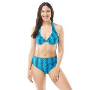 Coco Reef Verso Bra Sized Twist Reversible Underwire Bikini Top - Python-419 TRUE BLUE