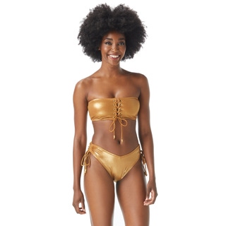 Vince Camuto Front To Back Bandeau Bikini Top - Gold Shimmer-715 PALE GOLD