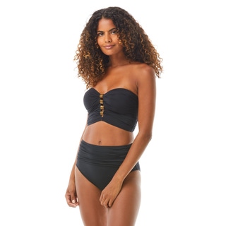 Carmen Marc Valvo Ruched Bandeau Bikini Crop Top - Sunlit Seas