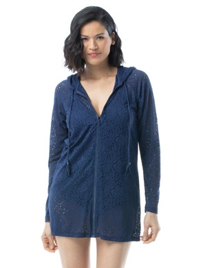 Beach House Indra Lace Hooded Zip-Up Cover Up Jacket - Crochet Soleil