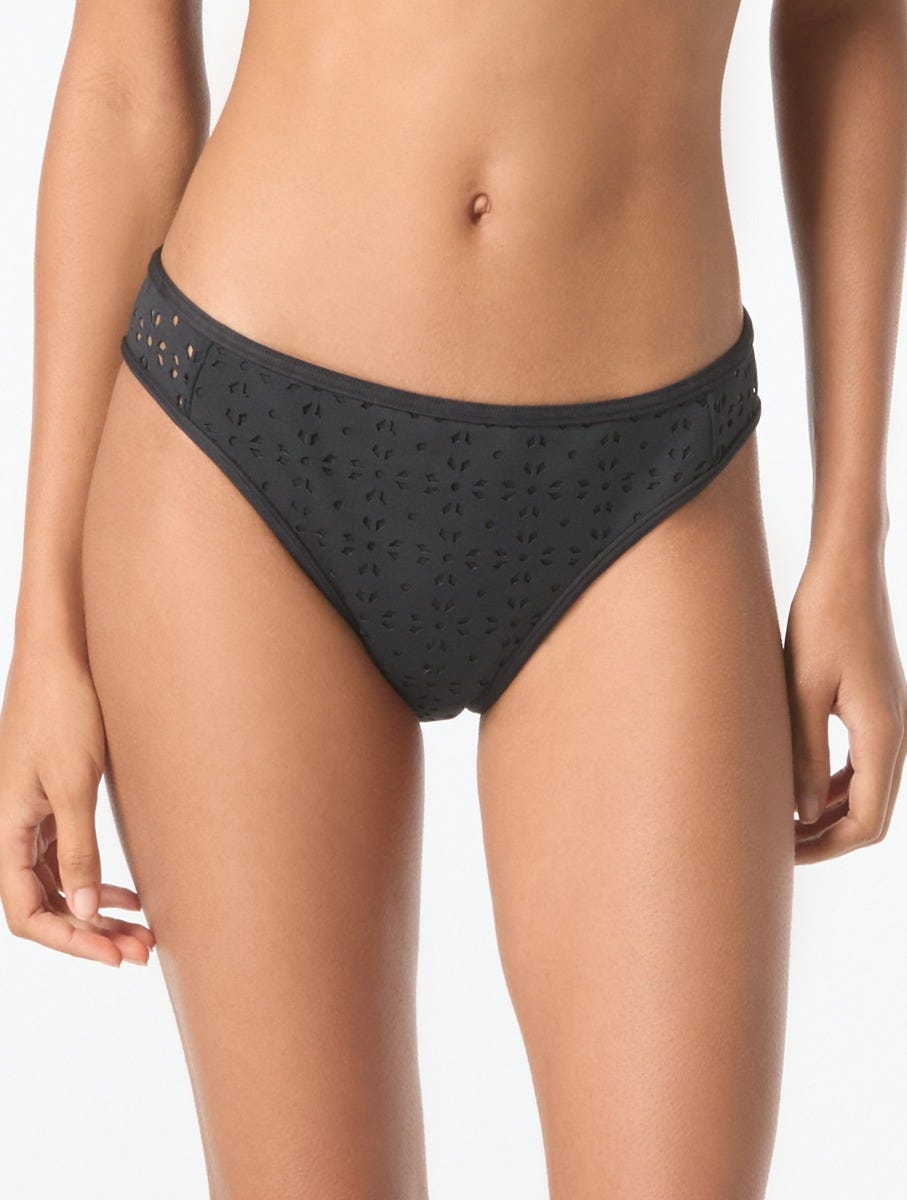MICHAEL Michael Kors High Leg Bikini Bottom Laser Cut Scuba TYR Sport