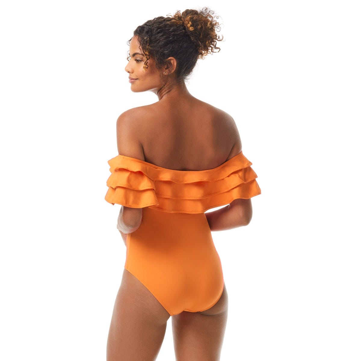 Kate Spade Ruffle Off the Shoulder One Piece Swimsuit - Palm