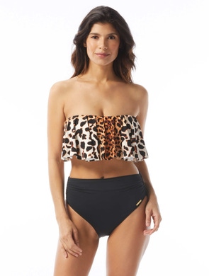 Vince Camuto Ruffle Bandeau Bikini Top - Jungle Cat